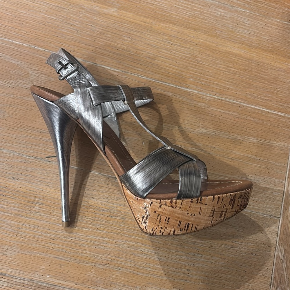 Silver And Cork Miu Miu Heels - image 4
